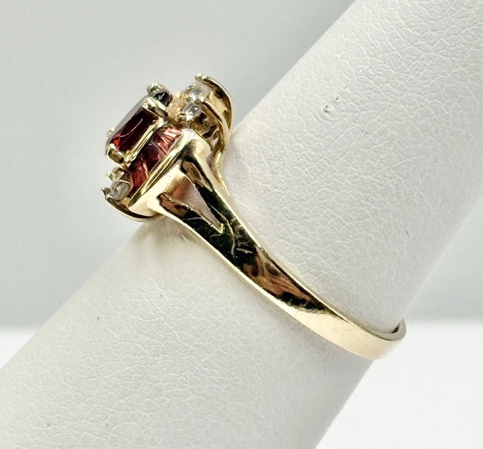 Anel vintage Ting REED’S AJR 10k granada topázio branco pedra 5,7 mm tamanho 5,75 testado - Imagem 2 de 4