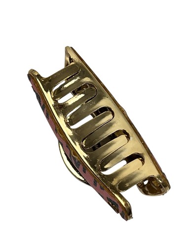 Medium size Golden Acrylic with Pink Leather Claw Clip hair accessory - Picture 19 of 19