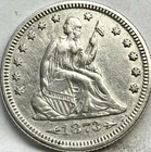 1873-P SEATED LIBERTY QUARTER, Arrows, Philadelphia Mint