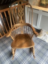 Traditional Wooden Windsor Spindle Back Armchair, Brown Medium Wood Tone