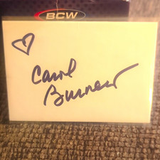 Carol Burnett Signed Autograph Card Blank w/ Heart Initial - TV Signature