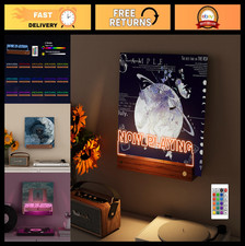 Vinyl Record Wall Mount with 16 Color Changing Lights - Wooden Acrylic Holder fo