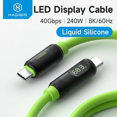 Hagibis USB-C Cable LED Display 240W PD 40Gbps 8K Video Thunderbolt 4/3 1m