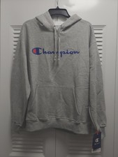 NWT Champion Women's 1X Powerblend Gray Pullover Hoodie Relaxed Fit Logo