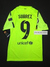 Nuevo 2014-2015 Nike Auténtico Barcelona Luis Suárez Tercera Camiseta Verde Camiseta Kit