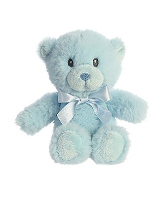 Ebba Plush Stuffed Animal My First Teddy Bear Blue Boy Animal Rattle 7'' Tall