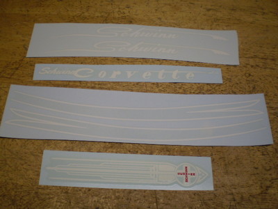 Schwinn Approved Corvette Bicycle Decal Set Early Model 1954 &