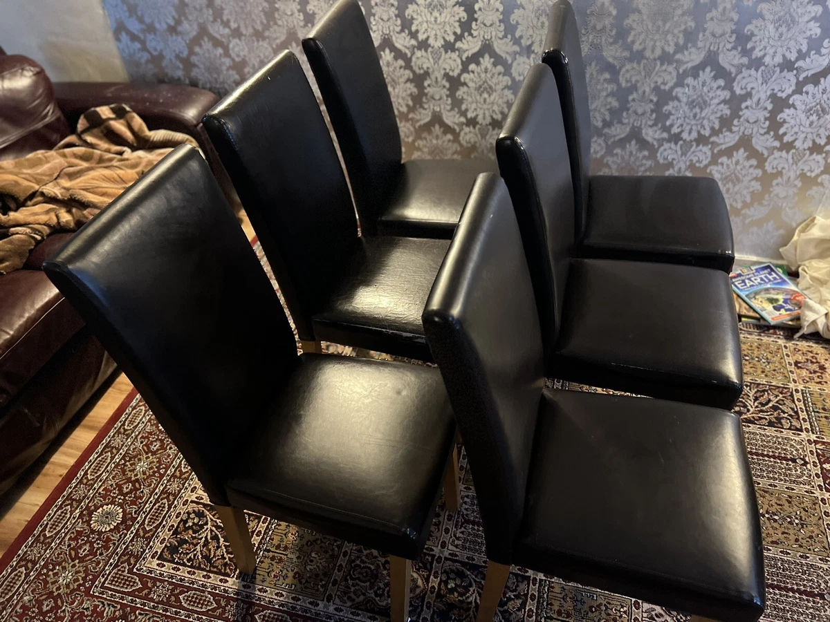 6 PU Brown Leather Faux High Back Seat Dining Room Restaurant