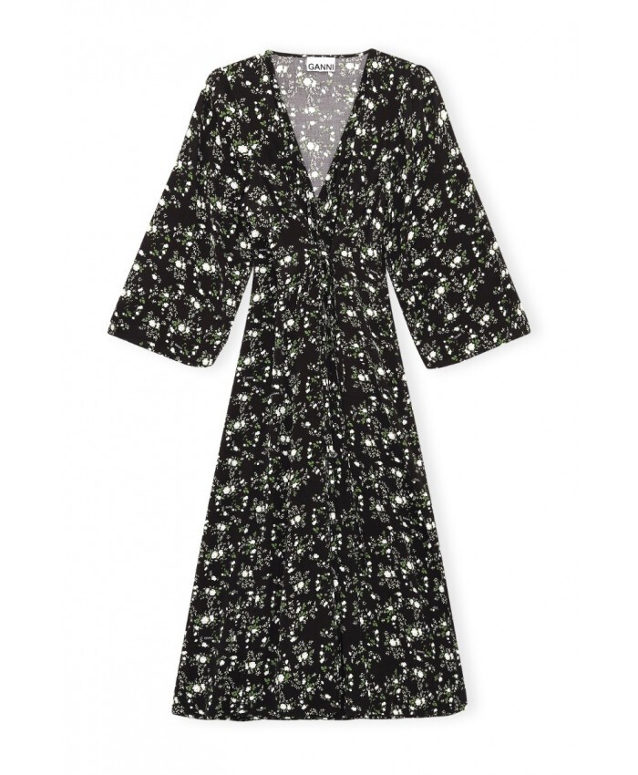 ganni floral print crepe midi wrap dress Ganni Printed Wrap Dress Dress SZ 2- NWOT