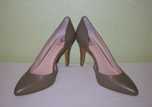 WOMENS TAUPE LEATHER VINCE CAMUTO D'ORSAY PUMPS HEELS US 9.5 M EUR 39.5 40 40.5 - Picture 3 of 3