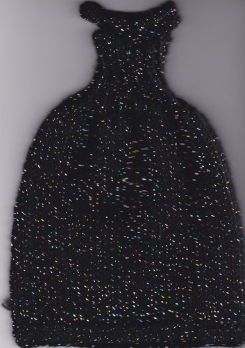 Barbie Outfit. Hand knitted black glitter strappy dress. Ankle length