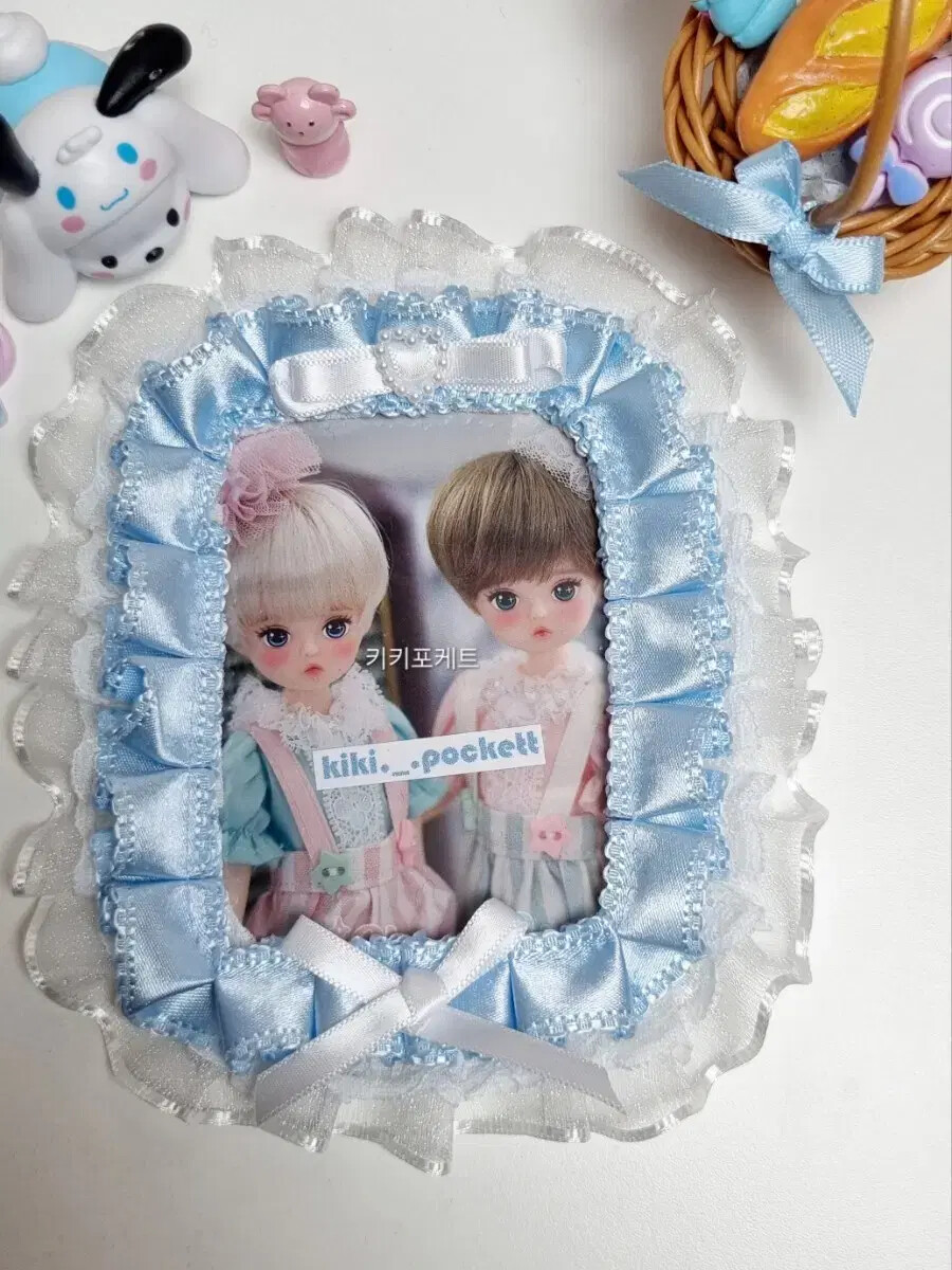 【Anyone more】Kiki Ribbon Back Pocket Balloon Cotton L PT Kiki Pocket Premium bloo Ribbon Rich Lace 04 Photo Card