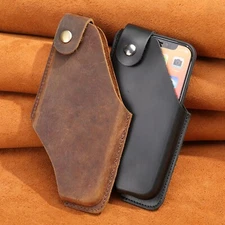 Men's Leather Phone Holster Belt Clip Case Magnetic Closure Cell Phone Pouch