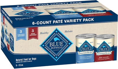 Blue Buffalo Wet Dog Food Chicken Beef Variety Pack Natural 12.5oz Cans 6ct