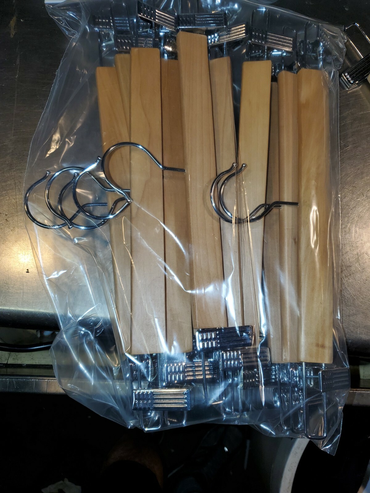 Wooden Skirt Hangers With Adjustable Clips Pants Hangers Clothes Hangers 10 Pack