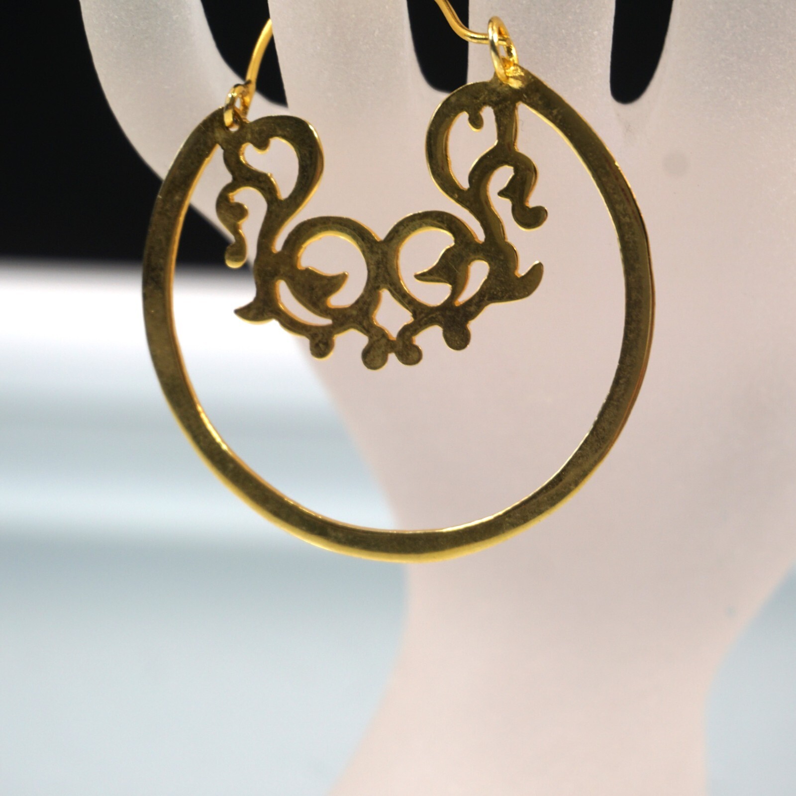 Gold-Tone Cut-Out Hoop Dangle Earrings  -image