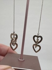 Sterling Silver Threader Earrings Triple Heart Dangle