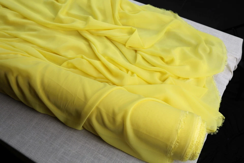 Tecido amarelo Hi Multi chiffon - 60" de largura tecido transparente macio e fosco 615 - Imagem 4 de 4
