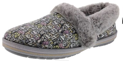 NWT Skechers Bobs Too Cozy Purrfect Storm 8M Cats Faux Fur Trim Memory Foam