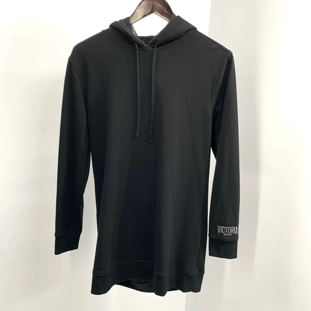 UNDERCOVER Felpa nera Victorias Secret felpa con cappuccio schiena aperta tunica lunga tg xs donna