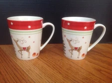 2 SPODE Christmas Jubilee Reindeer Mugs 4 1/2" Tall ~ EUC
