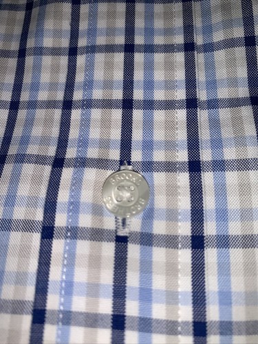 Camicia Brooks Brothers blu a quadri prezzo consigliato £ 120 small manica corta, colletto con bottoni - Foto 3 di 9