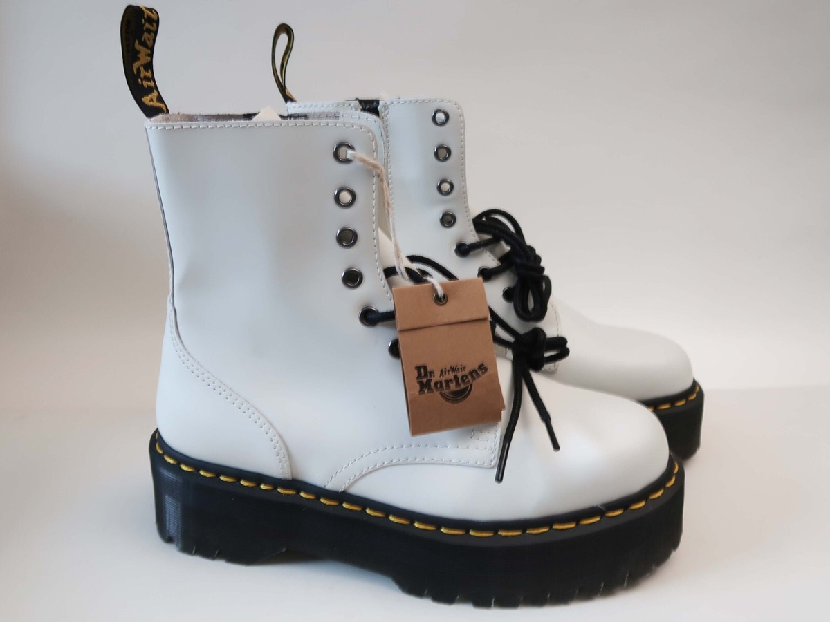 Dr MARTENS Jadon AW004 Platform White Leather Boots US Women Size