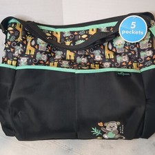 Baby Boom Black and Teal Animal Diaper Bag NEW, Change Pad