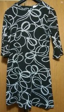 Warehouse UK12 Dress Black White Rope Detail Casual Office Work Wriggle 