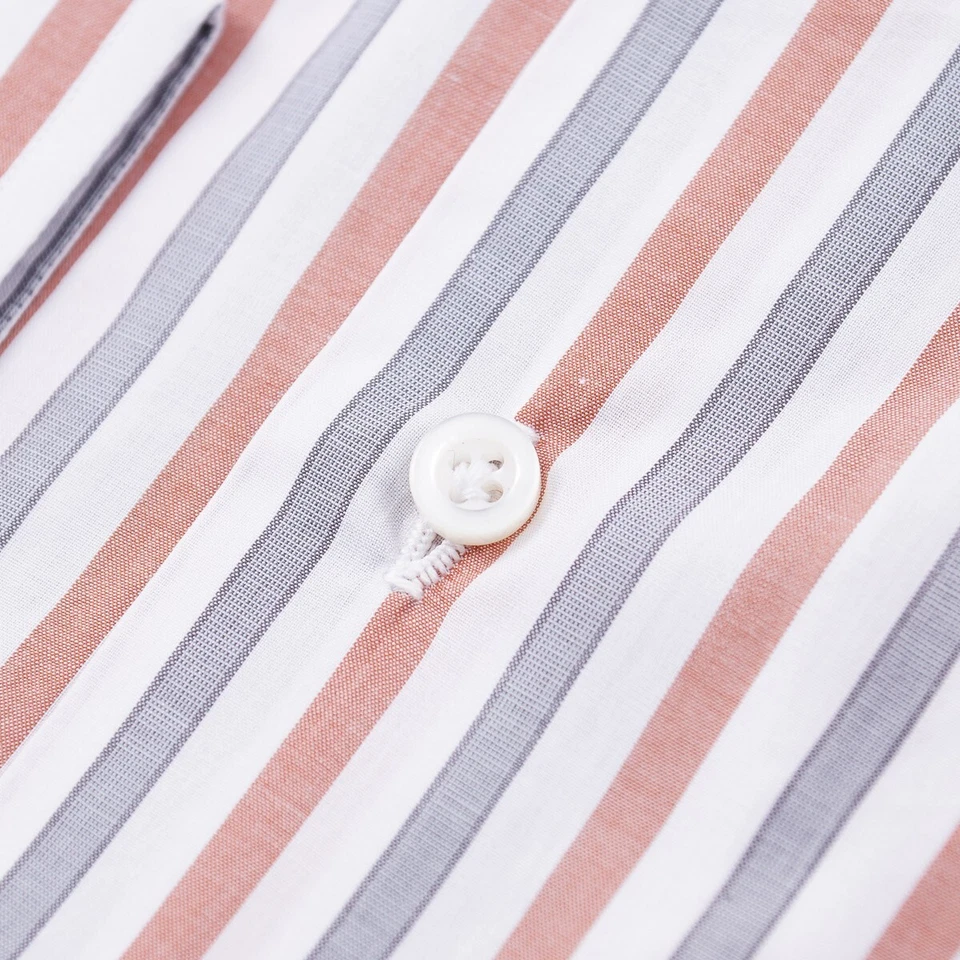 Camisa de Vestir Isaia Ajuste Regular 'Italia' Multi Rayas Algodón 15.5 (Eu 39) Nueva con Etiquetas Foto 3 de 4