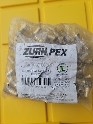 ZURN QQE33GX Elbow,90 deg.,Low Lead Brass, 1/2 Inch Bag Of 50
