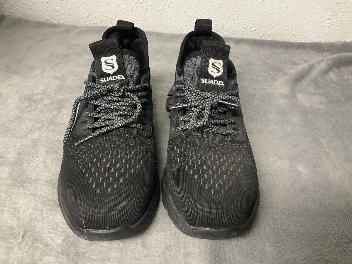 Suadex Safety Shoes Mens Size 9.5 Black Lace Up Steel Toe Casual