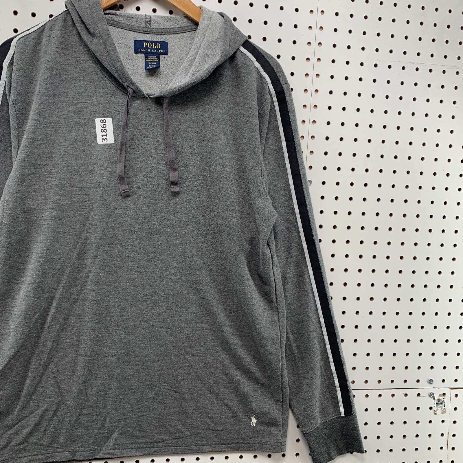 Polo Ralph Lauren Felpa con Cappuccio Grigia Uomo M Bianco Pony 21x27