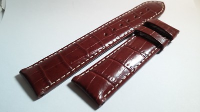 Certina Watch Band 20/18mm BROWN LEATHER WHITE STITCH XL 115/75mm lengths slight