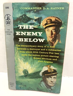 The Enemy Below by Commander DA Rayner Pocket Books #1192 Paperback 1957 Mitchum