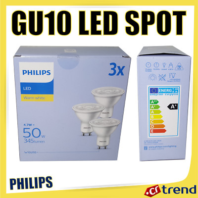 3x Philips GU10 LED Lampe Reflektor warm weiß 2700K warmweiß 345 Lumen 4,7W =50W