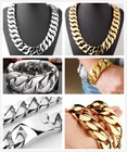 24/32mm Stainless Steel Heavy Gold/Silver Cuban Link Men Women Necklace Bracelet