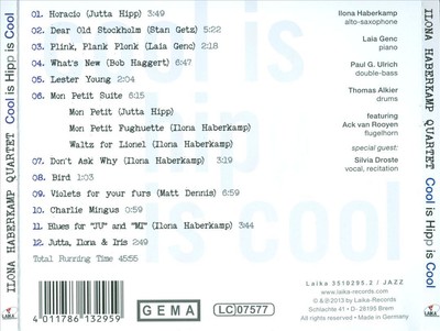 ILONA HABERKAMP QUARTET COOL IS HIPP IS COOL: A TRIBUTE TO JUTTA HIPP NEW CD