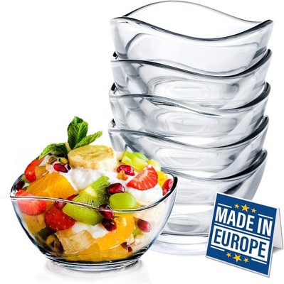 CRYSTALIA Premium Klein Glas Dessertschalen Set 6, 215 ml, 100% BLEIFREIE
