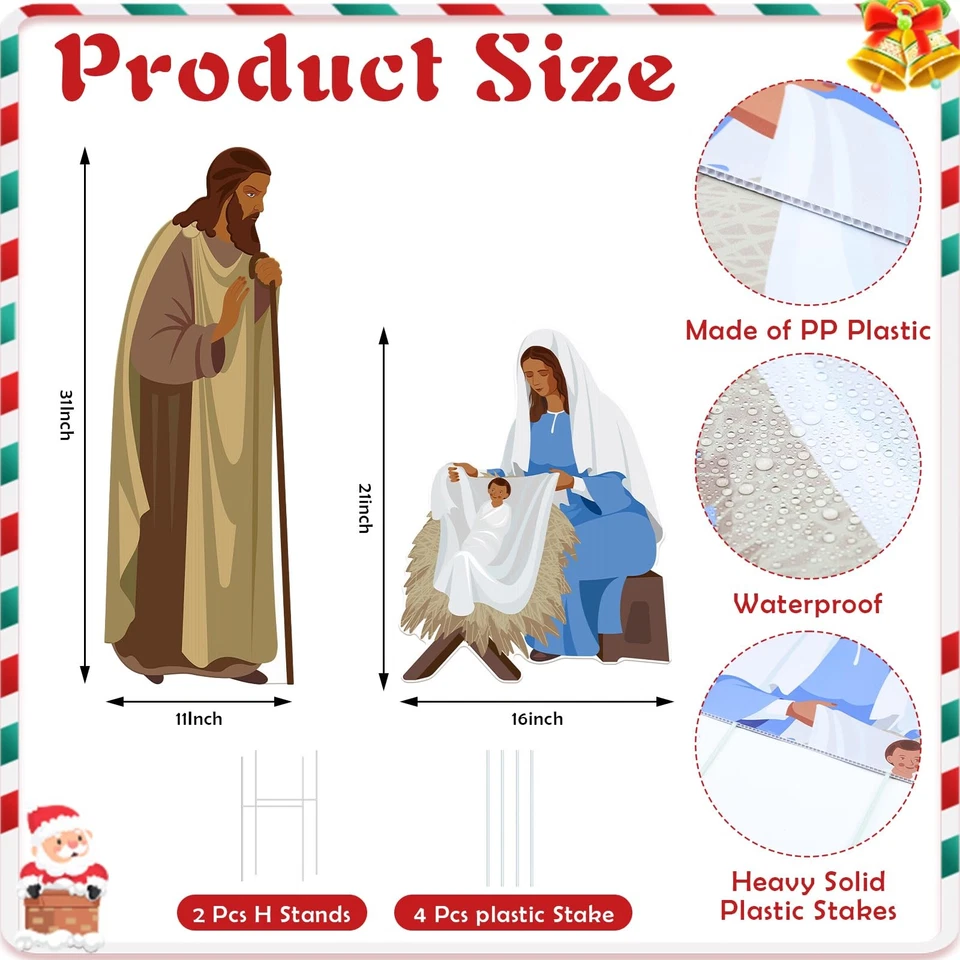 Juego de 2 belenes grandes de Navidad al aire libre afroamericanos religiosos negros... Foto 2 de 4