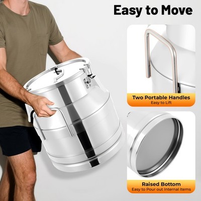 20L/5.25Gallon Stainless Steel Milk Can - Heavy Duty Milk Jug Milk Bucket USA