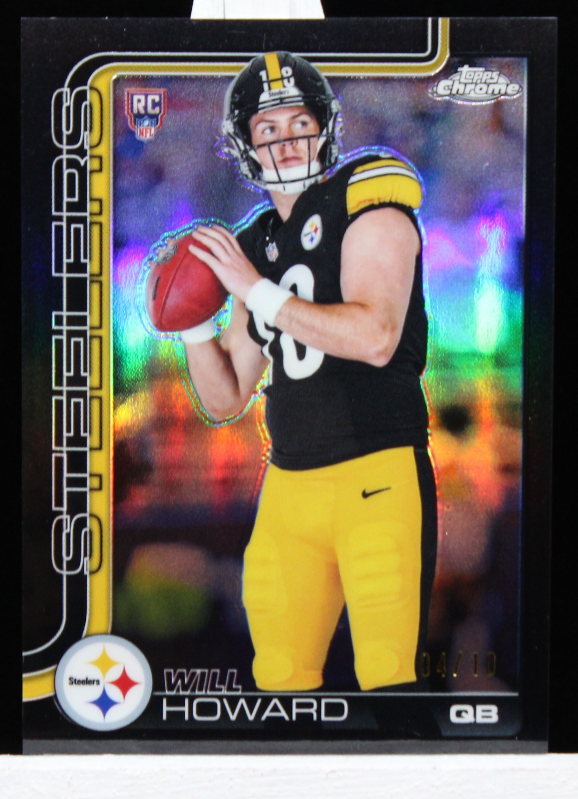 2025 Topps Chrome Will Howard Base RC TRUE Black Refractor #04/10 Steelers