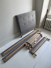 Single Bed Frame With Headboard, Dove Grey, From Sofa Dot Com