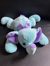 TY 1998 Pillow Pals SQUIRT Elephant Teal Blue Purple Bow Vintage Plush