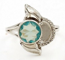 Natural Aquamarine 925 Solid Sterling Silver Ring Sz 8 B7-9