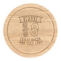 Beware VerrüCkte Bacon Und Eier Damen Rund Hacken KäSebrett Lustig FrüHstüCk