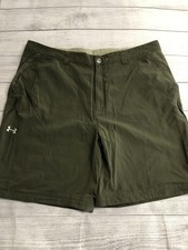 Under Armour Shorts Mens 42 Green Hiking Stretch Quick Dry Zip Pocket Trail