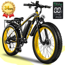 26"Fat Tire Electric Bike for Adults 1500W 34MPH 60Miles Fast Mountain Bicycle