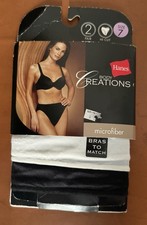 NOS Hanes Body Creations Stretch Hi Cut Size 7 Panties NOS White Black 2 Pair