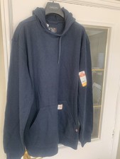 Image of Carhartt Navy Midweight Loose Fit Hoodie, Size Large, Workwear Pullover Jumper.